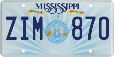 MS license plate ZIM870