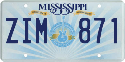 MS license plate ZIM871