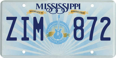 MS license plate ZIM872