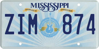 MS license plate ZIM874