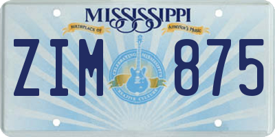 MS license plate ZIM875