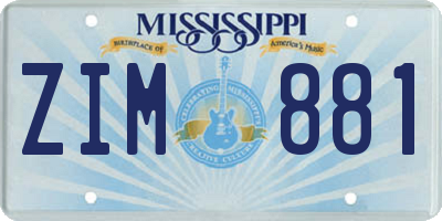 MS license plate ZIM881