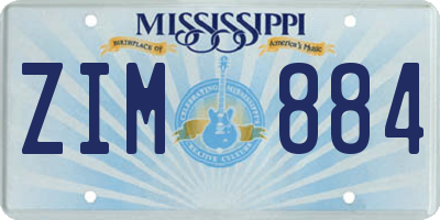 MS license plate ZIM884