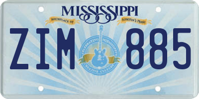 MS license plate ZIM885