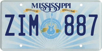 MS license plate ZIM887
