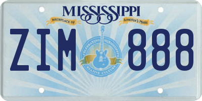 MS license plate ZIM888