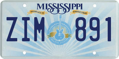 MS license plate ZIM891