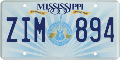 MS license plate ZIM894