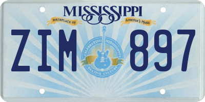 MS license plate ZIM897