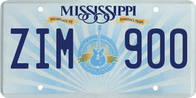 MS license plate ZIM900