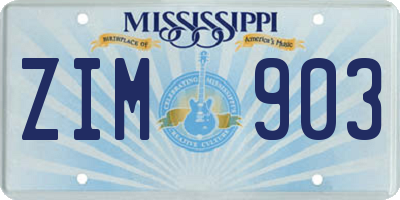MS license plate ZIM903