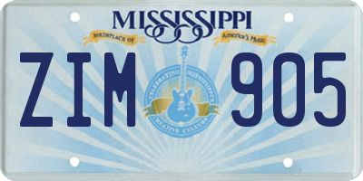 MS license plate ZIM905