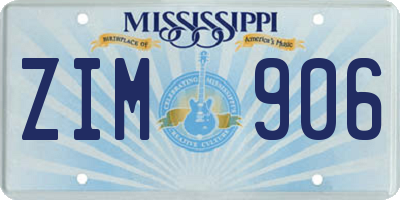MS license plate ZIM906