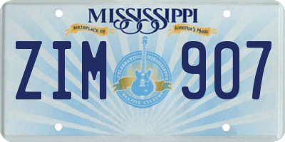 MS license plate ZIM907