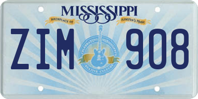 MS license plate ZIM908