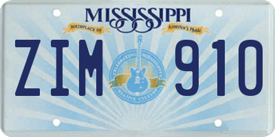 MS license plate ZIM910