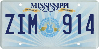 MS license plate ZIM914