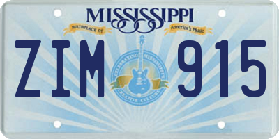 MS license plate ZIM915