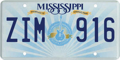MS license plate ZIM916