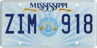 MS license plate ZIM918