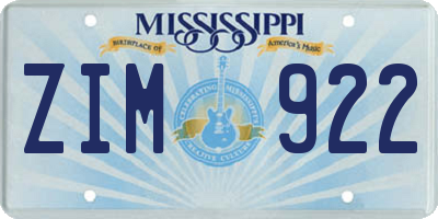 MS license plate ZIM922