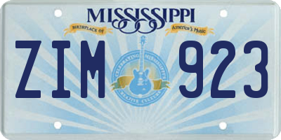 MS license plate ZIM923