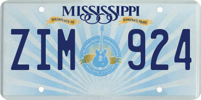 MS license plate ZIM924