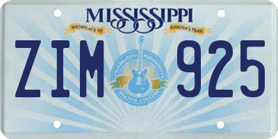 MS license plate ZIM925