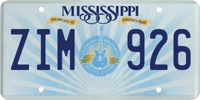 MS license plate ZIM926