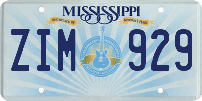 MS license plate ZIM929
