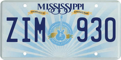 MS license plate ZIM930