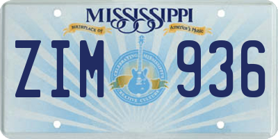 MS license plate ZIM936