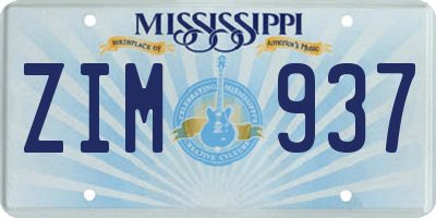 MS license plate ZIM937