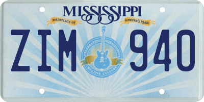 MS license plate ZIM940