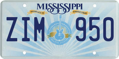 MS license plate ZIM950