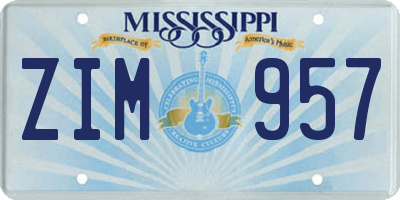 MS license plate ZIM957