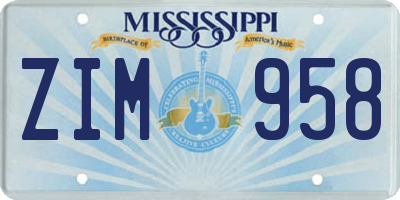 MS license plate ZIM958