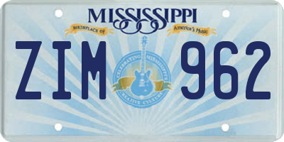MS license plate ZIM962