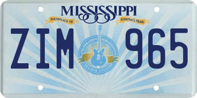 MS license plate ZIM965