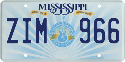 MS license plate ZIM966