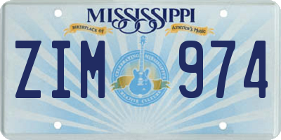 MS license plate ZIM974