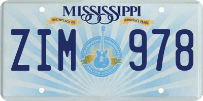 MS license plate ZIM978