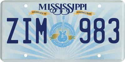 MS license plate ZIM983
