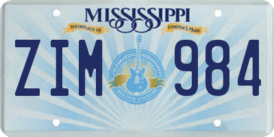 MS license plate ZIM984