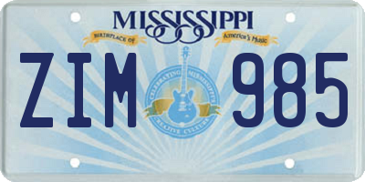 MS license plate ZIM985