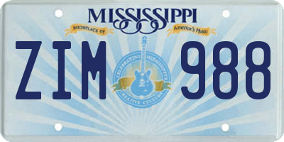 MS license plate ZIM988