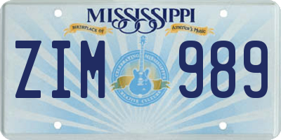 MS license plate ZIM989