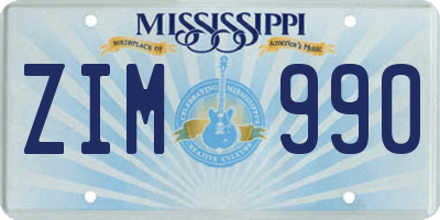 MS license plate ZIM990