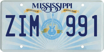 MS license plate ZIM991