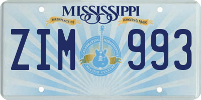 MS license plate ZIM993